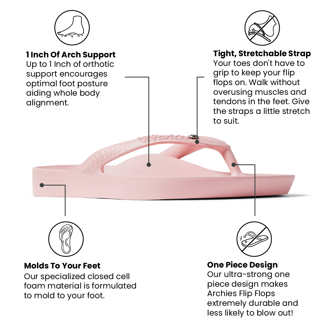 Arch Support Flip Flops – Classic – Crystal Pink