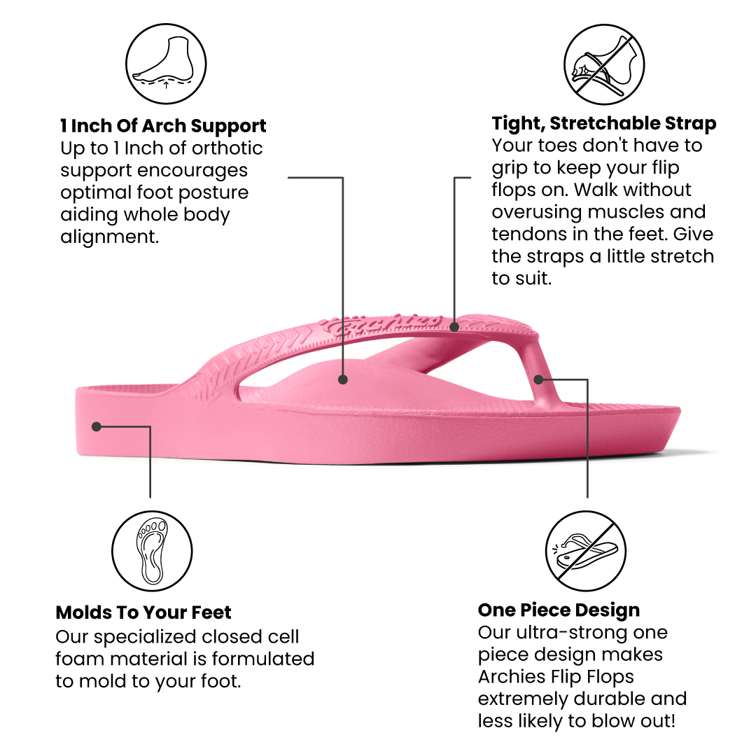 Arch Support Flip Flops – Classic – Hot Pink