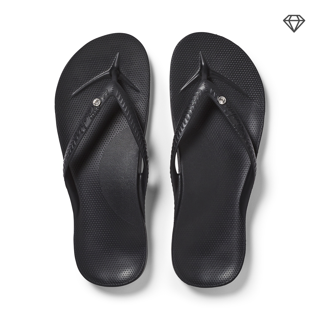 Arch Support Flip Flops – Classic – Crystal Black