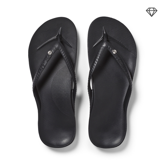 Arch Support Flip Flops – Classic – Crystal Black