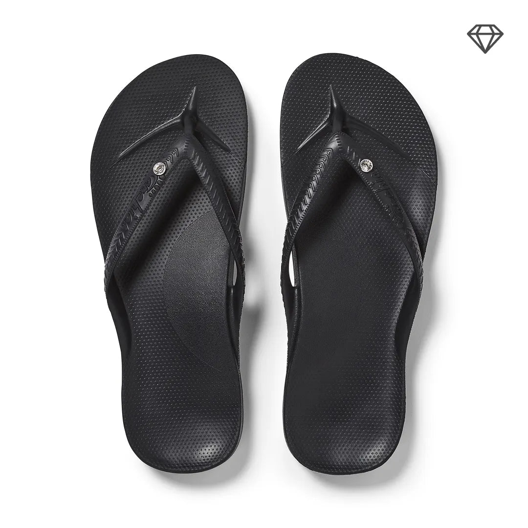 Arch Support Flip Flops – Classic – Crystal Black
