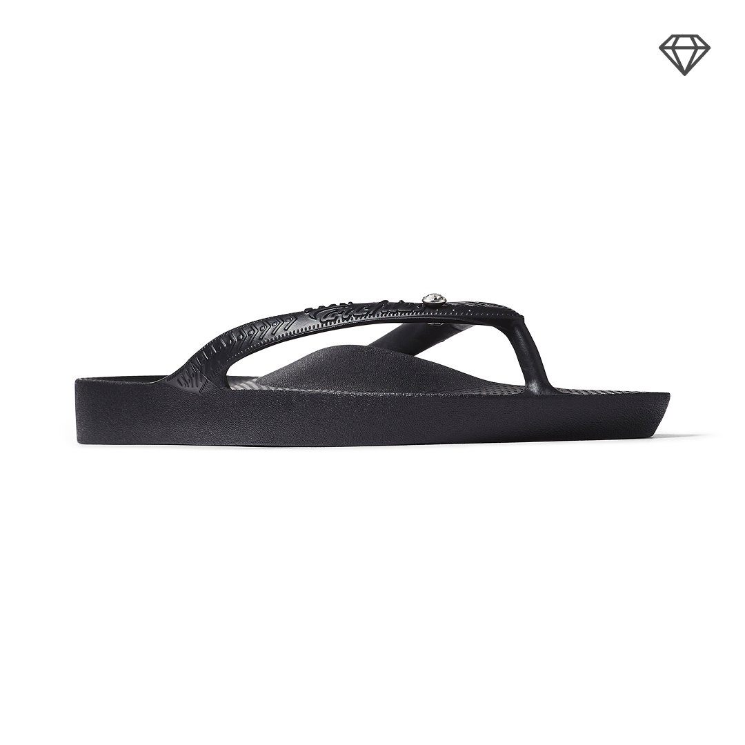 Arch Support Flip Flops – Classic – Crystal Black