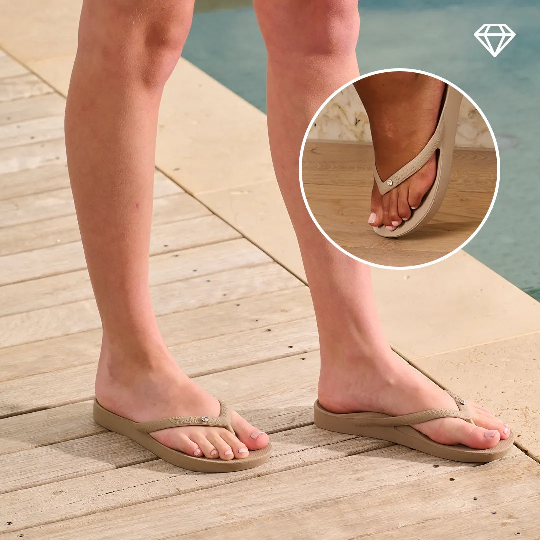 Arch Support Flip Flops – Classic – Crystal Taupe