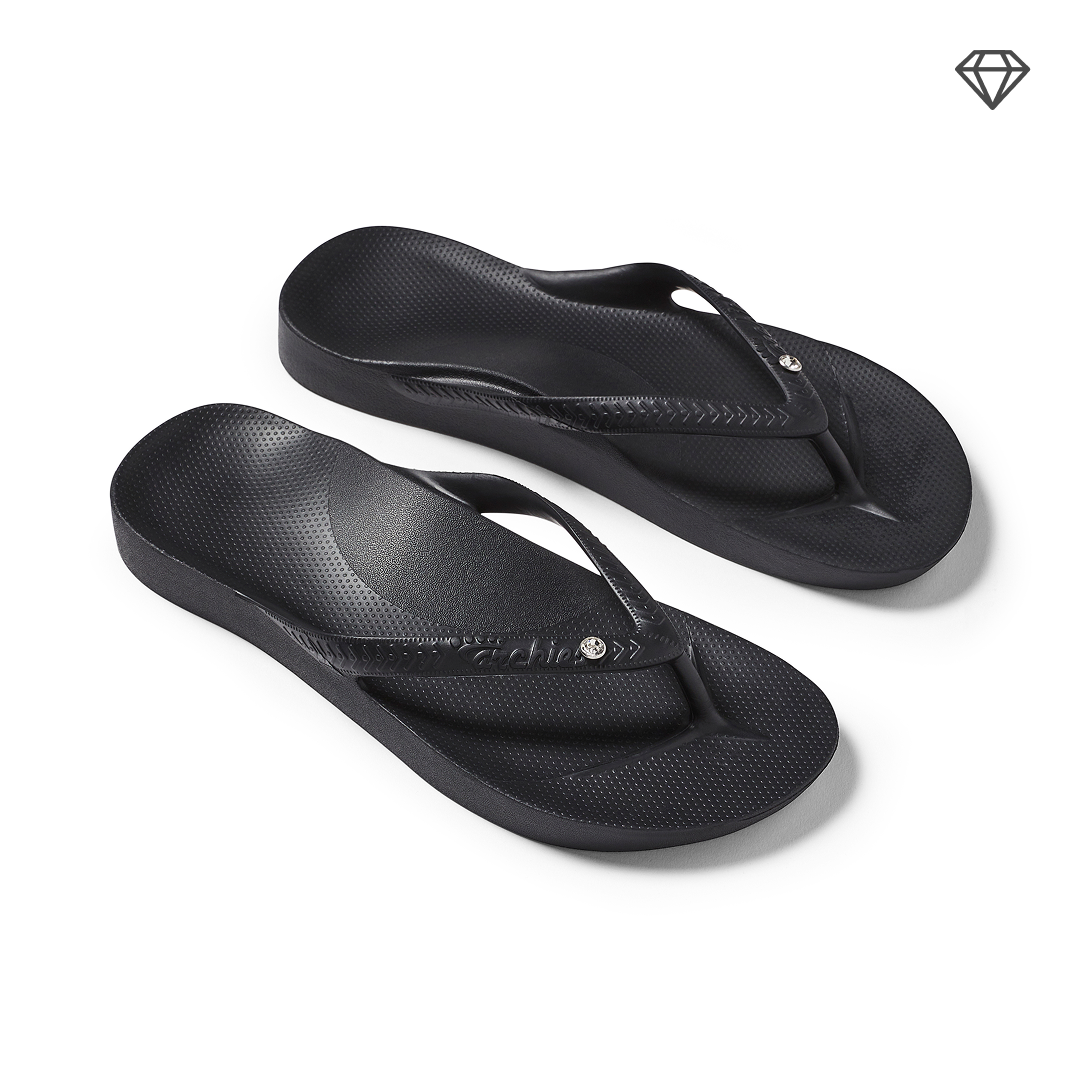 Arch Support Flip Flops – Classic – Crystal Black