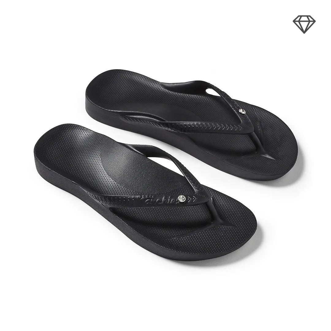 Arch Support Flip Flops – Classic – Crystal Black