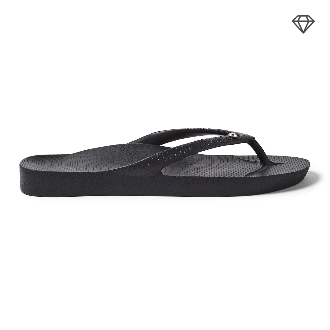 Arch Support Flip Flops – Classic – Crystal Black