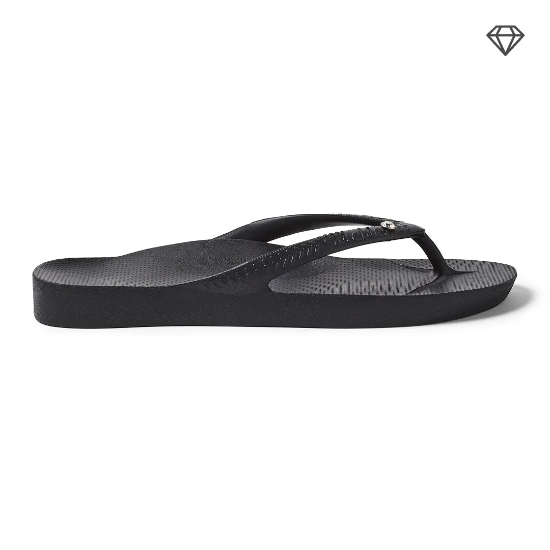 Arch Support Flip Flops – Classic – Crystal Black