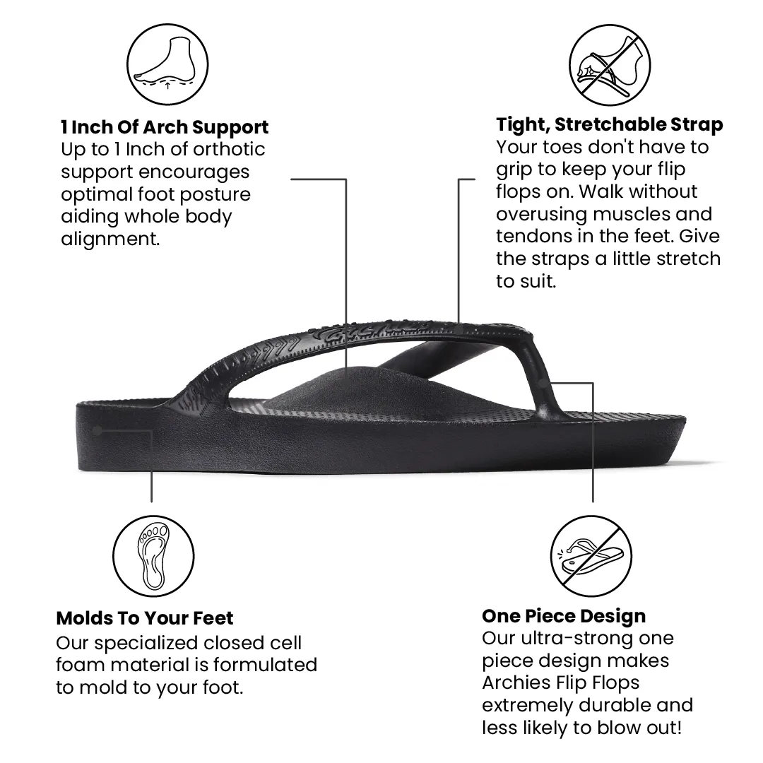 Arch Support Flip Flops – Classic – Black